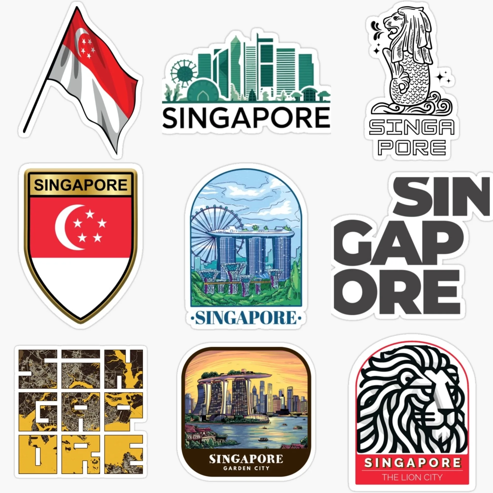 Car Accessories Singapore - Singapore Flag Map Merlion Scenery Creative